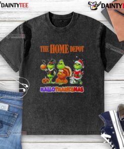 Awesome Home Depot X Grinch cosplay shirt for Happy HalloThanksMas, featuring festive graphics and a comfortable fit.
