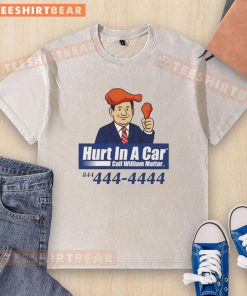 Alt Text: William Mattar branded washed t-shirt showcasing 'Awesome Hurt in a Car' design for accident injury awareness.