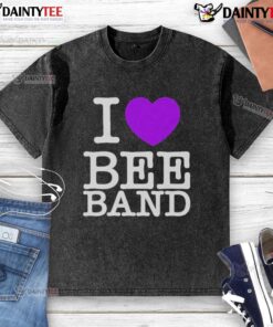 Alt Text: Awesome I Heart Bee Band Washed T-Shirt featuring a vibrant bee graphic, perfect for music lovers and casual wear.
