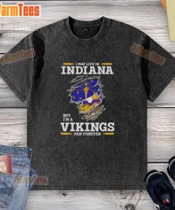 Awesome washed t-shirt showcasing Minnesota Vikings fan pride, perfect for Indiana residents and NFL enthusiasts.