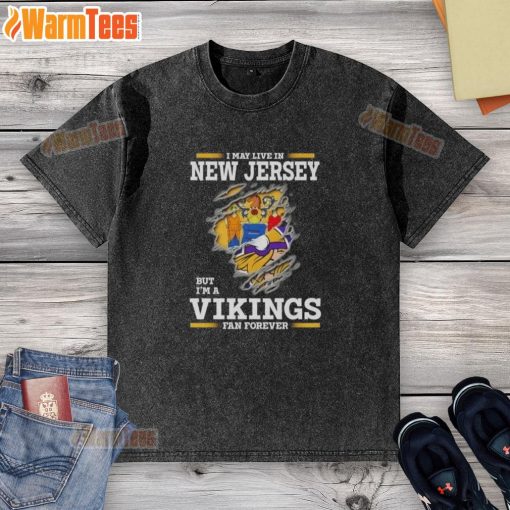 Minnesota Vikings fan washed t-shirt, showing pride for the team while living in New Jersey.