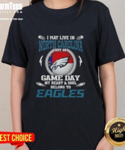 Philadelphia Eagles ladies tee showcasing team pride for fans in North Carolina on game day.