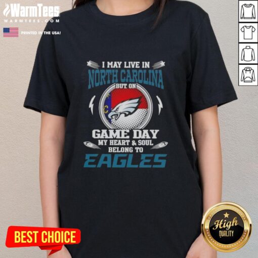 Philadelphia Eagles ladies tee showcasing team pride for fans in North Carolina on game day.