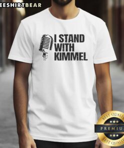 Awesome I Stand With Jimmy Kimmel Free Speech T-Shirt featuring bold text and a stylish design promoting free speech.