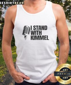 Alt Text: Awesome I Stand With Jimmy Kimmel Free Speech Tank Top featuring bold graphics promoting free speech advocacy.