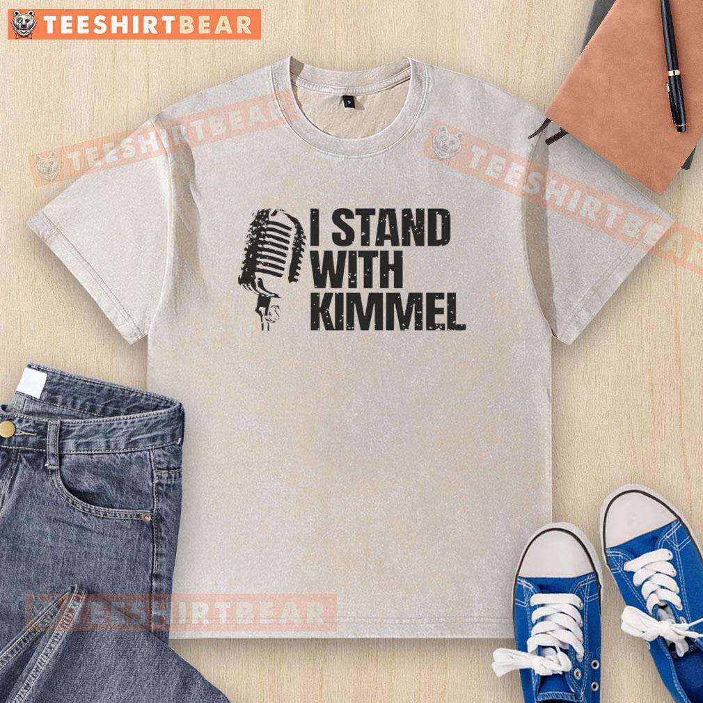 Awesome I Stand With Jimmy Kimmel Free Speech Washed T Shirt Awesome I Stand With Jimmy Kimmel Free Speech washed t-shirt featuring bold graphic design promoting free speech.