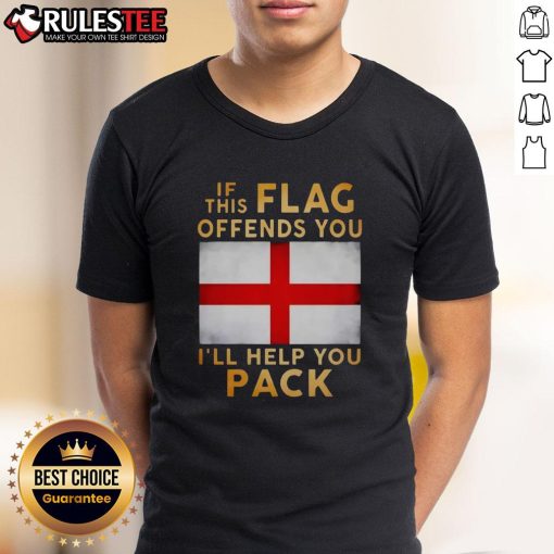 Union Jack Britain Herren Flag T-Shirt with 'If This Flag Offends You, I'll Help You Pack' slogan for patriotic style.