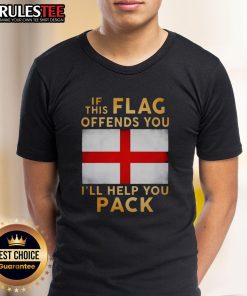 Union Jack Britain Herren Flag T-Shirt with 'If This Flag Offends You, I'll Help You Pack' slogan for patriotic style.