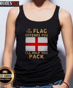 Union Jack tank top featuring 'If This Flag Offends You, I'll Help You Pack' slogan, perfect for patriotic Britain pride.