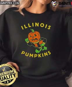 Awesome Illinois Pumpkins Halloween sweatshirt featuring the Fighting Illini mascot, perfect for fall festivities.