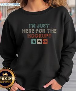Awesome I'm Just Here For The Hookups Camping RV Camper Hookup Sweatshirt design featuring cozy outdoor theme.