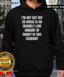 Awesome hoodie with text 'I'm Not Gay, But $20 Is Insanely Low In This Economy' - perfect for casual wear.