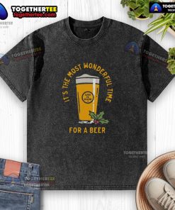 Awesome washed t-shirt with 'It's the most wonderful time for a beer' design, perfect for beer lovers and casual wear.