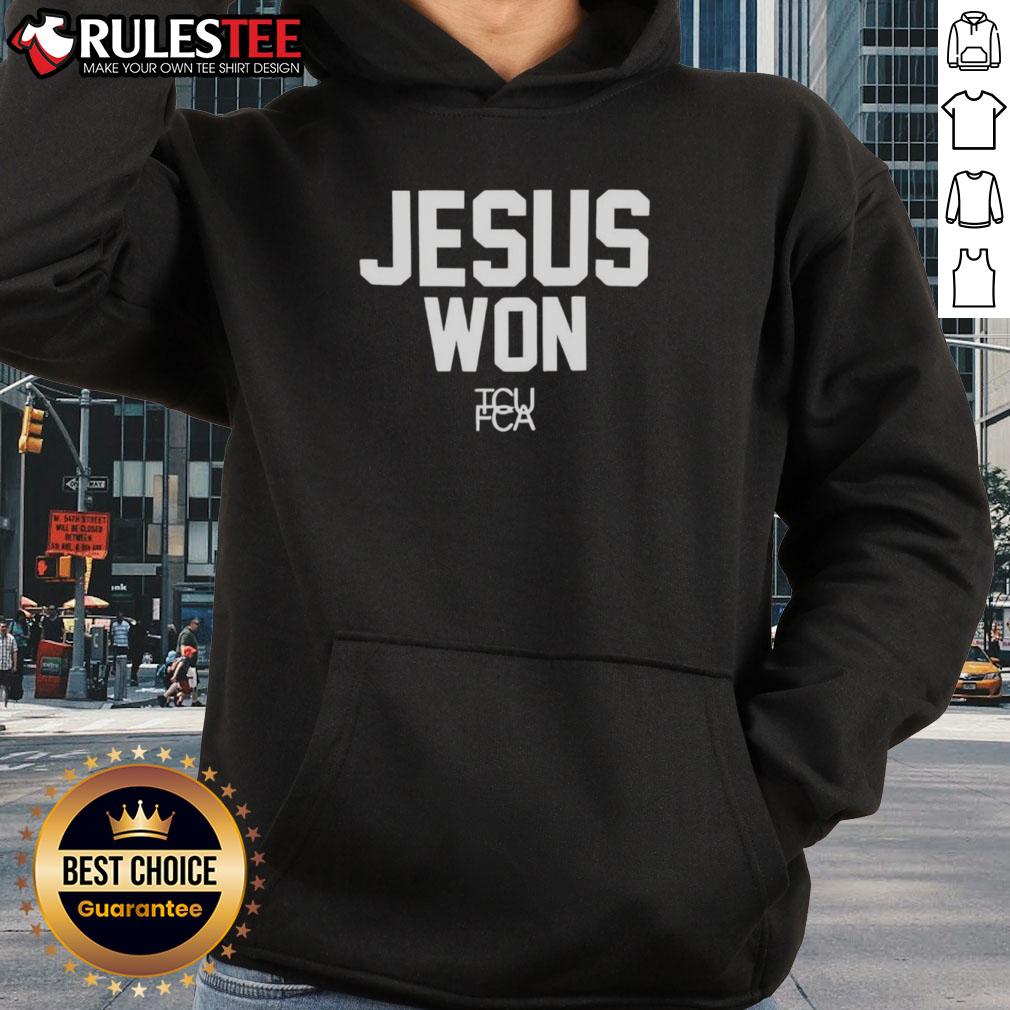 Awesome Jesus Won Tcu Football Hoodie Awesome Jesus Won TCU Football Hoodie featuring a stylish design for fans celebrating faith and team spirit.