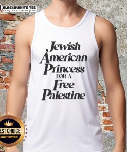 Alt Text: Awesome Jewish American Princess tank top supporting Free Palestine movement with vibrant design and bold text.
