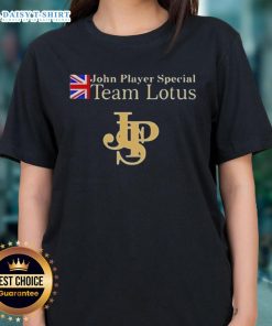 Awesome John Player Special Lotus F1 Team ladies tee featuring classic design and vibrant colors for motorsport fans.