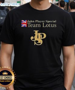 Alt Text: Awesome John Player Special Lotus F1 Team T-Shirt featuring iconic logo and sleek design, perfect for motorsport fans.