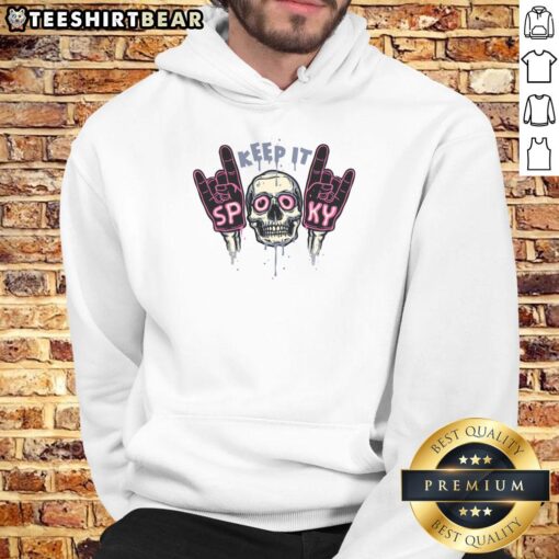 Awesome Keep It Spooky Skull Hoodie featuring a unique skull design, perfect for Halloween and casual wear.