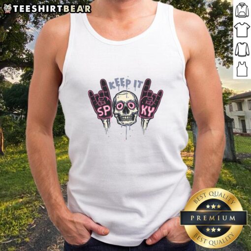 Awesome Keep It Spooky Skull Tank Top featuring a stylish skull design, perfect for Halloween and casual wear.