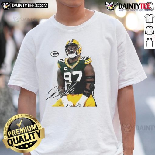 Awesome Kenny Clark Number 97 Signature T-Shirt featuring bold graphics and a comfortable fit for fans and collectors.