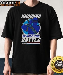 Awesome Knowing Is Half The Battle G.I. Joe T-Shirt featuring iconic graphics and vibrant colors celebrating G.I. Joe fandom.