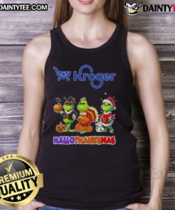 Awesome Kroger X Grinch cosplay tank top for Happy HalloThanksMas featuring festive design and vibrant colors.