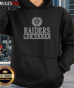 Awesome Las Vegas Raiders crest hoodie featuring team colors and logo, perfect for fans and casual wear.