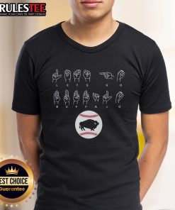 Alt Text: Awesome Lets Go Buffalo ASL T-Shirt featuring a vibrant design for Buffalo sports fans and ASL enthusiasts.