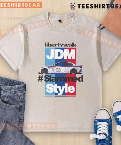 Awesome Liberty Walk JDM Slammed Style washed t-shirt featuring a stylish car graphic and comfortable fit.