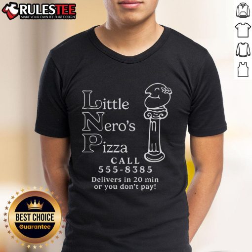 Awesome Little Nero's Pizza T-Shirt featuring delivery info and phone number 555-8385 for quick 20-minute service.