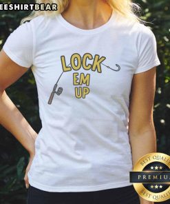 Awesome Lock Em Up Fishing Rod Ladies Tee featuring a stylish design perfect for female anglers and fishing enthusiasts.