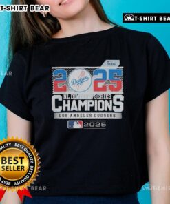 Alt Text: Awesome Los Angeles Dodgers 2025 NL Division Series Champions ladies tee featuring bold team graphics and vibrant colors.