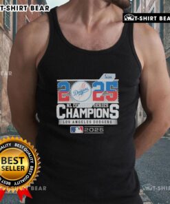 Alt Text: Awesome Los Angeles Dodgers 2025 NL Division Series Champions tank top showcasing bold team logo and vibrant design.