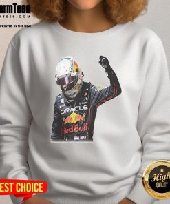 Awesome Max Verstappen Victory Graphic Sweatshirt featuring bold design and vibrant colors, perfect for F1 fans.