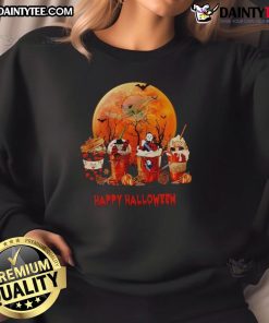 Alt Text: Awesome Miami Dolphins Happy Halloween coffee sweatshirt featuring festive design and team logo.
