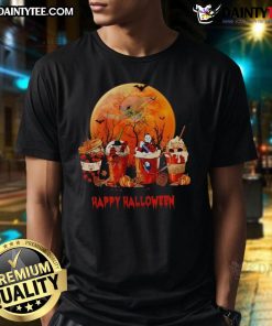 Awesome Miami Dolphins Happy Halloween Coffee T-Shirt featuring festive graphics and team colors for fans.