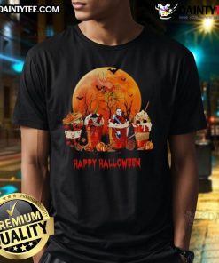 Awesome Minnesota Vikings Happy Halloween Coffee T-Shirt featuring team colors and festive graphics for fans.