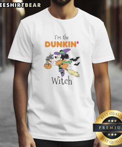 Alt Text: Awesome Minnie Mouse I'M Dunkin Witch Trick Or Treat Halloween T-Shirt featuring fun Halloween graphics and vibrant colors.