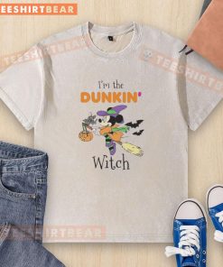 Awesome Minnie Mouse 'I'm Dunkin' Witch' Trick or Treat Halloween washed t-shirt perfect for festive celebrations.