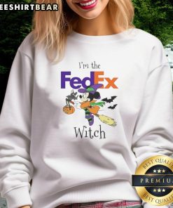 Awesome Minnie Mouse FedEx Witch Trick or Treat Halloween Sweatshirt featuring a fun design for festive celebrations.