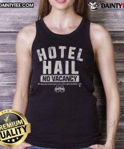 Awesome Mississippi State football fans in 'No Vacancy' tank tops at a hotel celebrating game day excitement.