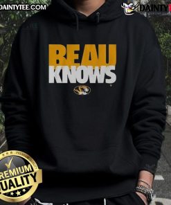 Beau Pribula in an Awesome Missouri Football hoodie, showcasing team spirit and style during a game day.