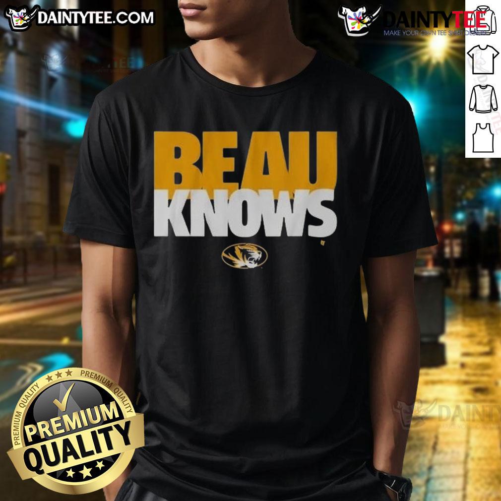 Awesome Missouri Football Beau Pribula Knows T Shirt Alt Text: Awesome Missouri Football Beau Pribula Knows T-Shirt featuring team colors and a bold graphic design.