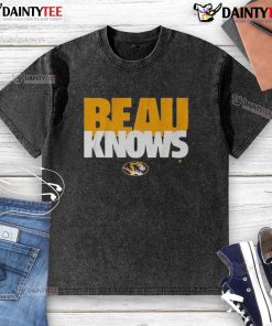Alt Text: Beau Pribula wearing an Awesome Missouri football washed t-shirt, showcasing team spirit and style.