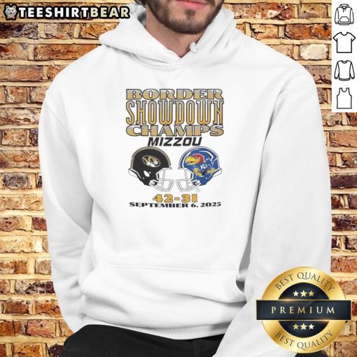 Awesome Missouri Tigers vs Kansas University football showdown hoodie, celebrating Mizzou's 2025 championship triumph.