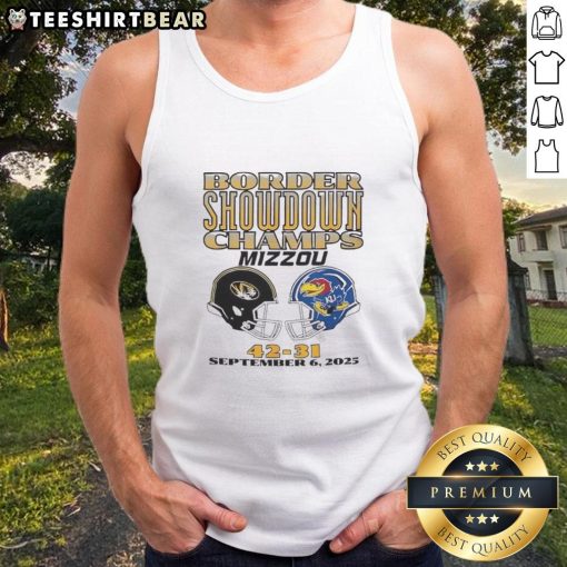 Awesome Missouri Tigers vs Kansas University football Border Showdown champs tank top for 2025 season.