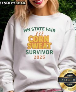 Awesome MN State Fair Corn Sweat Survivor 2025 Sweatshirt in vibrant colors, perfect for fair enthusiasts and cozy style.