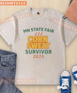 Awesome MN State Fair Corn Sweat Survivor 2025 washed t-shirt featuring vibrant graphics and a comfortable fit.
