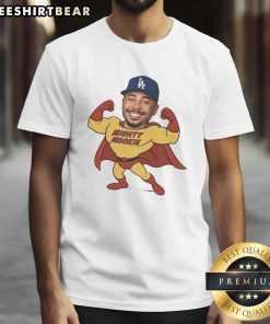 Awesome Mookie Betts Los Angeles Dodgers Mighty Mookie T-Shirt featuring vibrant graphics and a stylish design for fans.