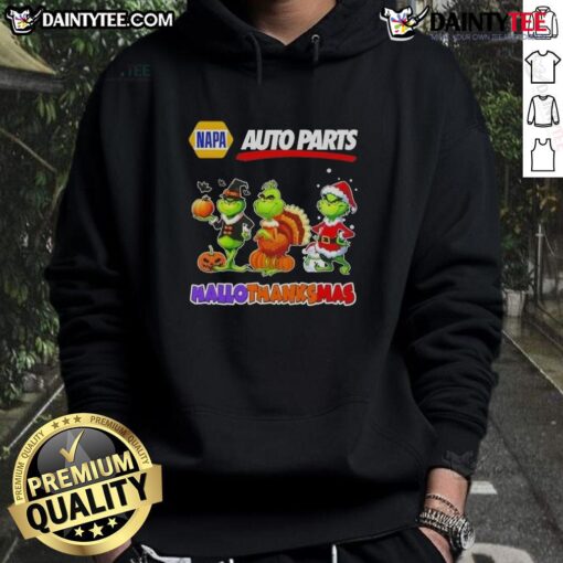 Awesome Napa Auto Parts X Grinch cosplay hoodie for Happy HalloThanksMas, featuring festive design and vibrant colors.